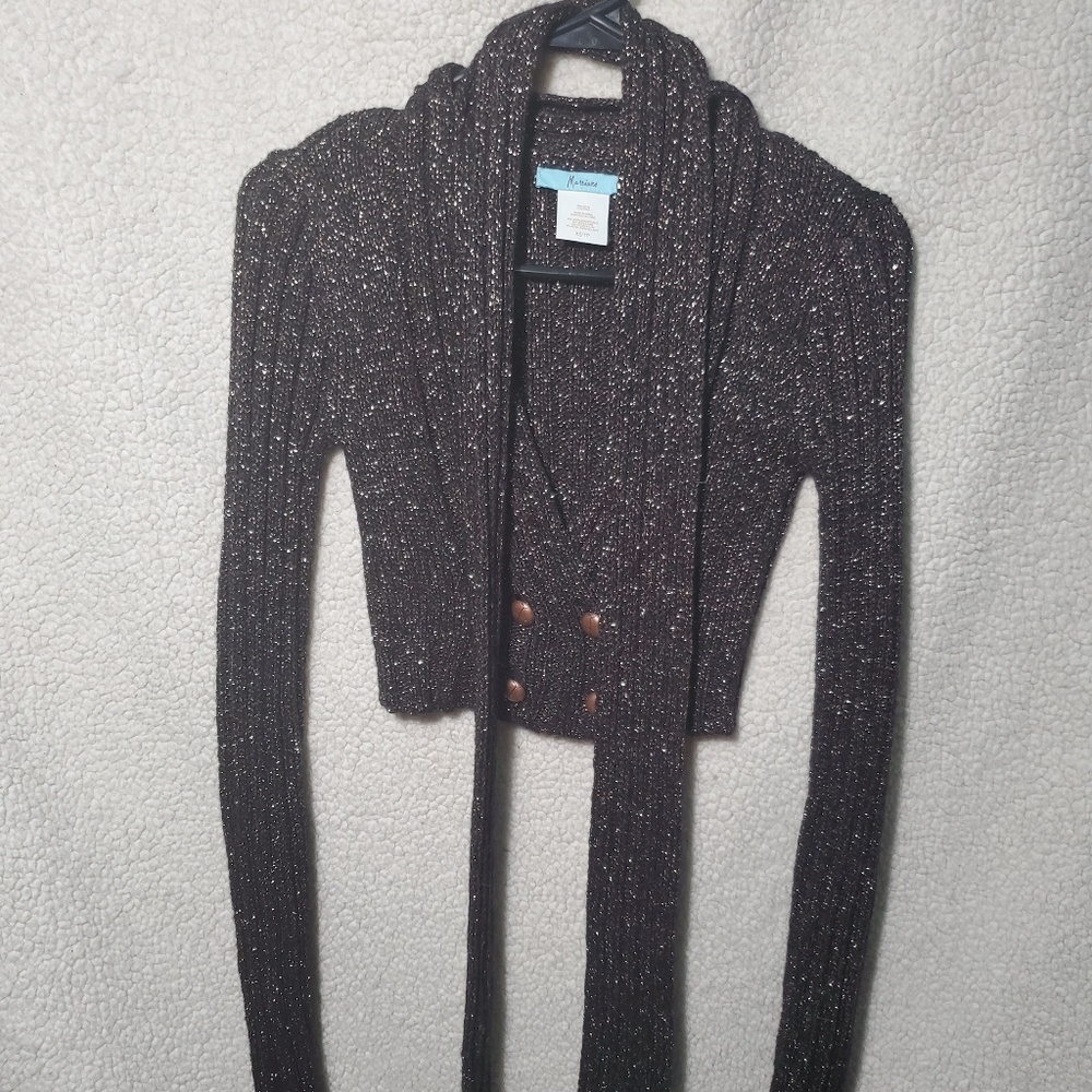 Black top w/ scarf gold shimmer